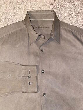Tommy Bahama Heavy Duty Button Down Men’s Medium Beach Work Dress Brown Shirt